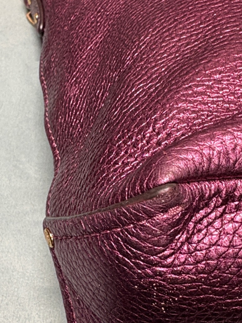 COACH Metallic Berry Magenta Pebble Leather Elle Hobo Shoulder Bag #F87691 - Picture 6 of 13